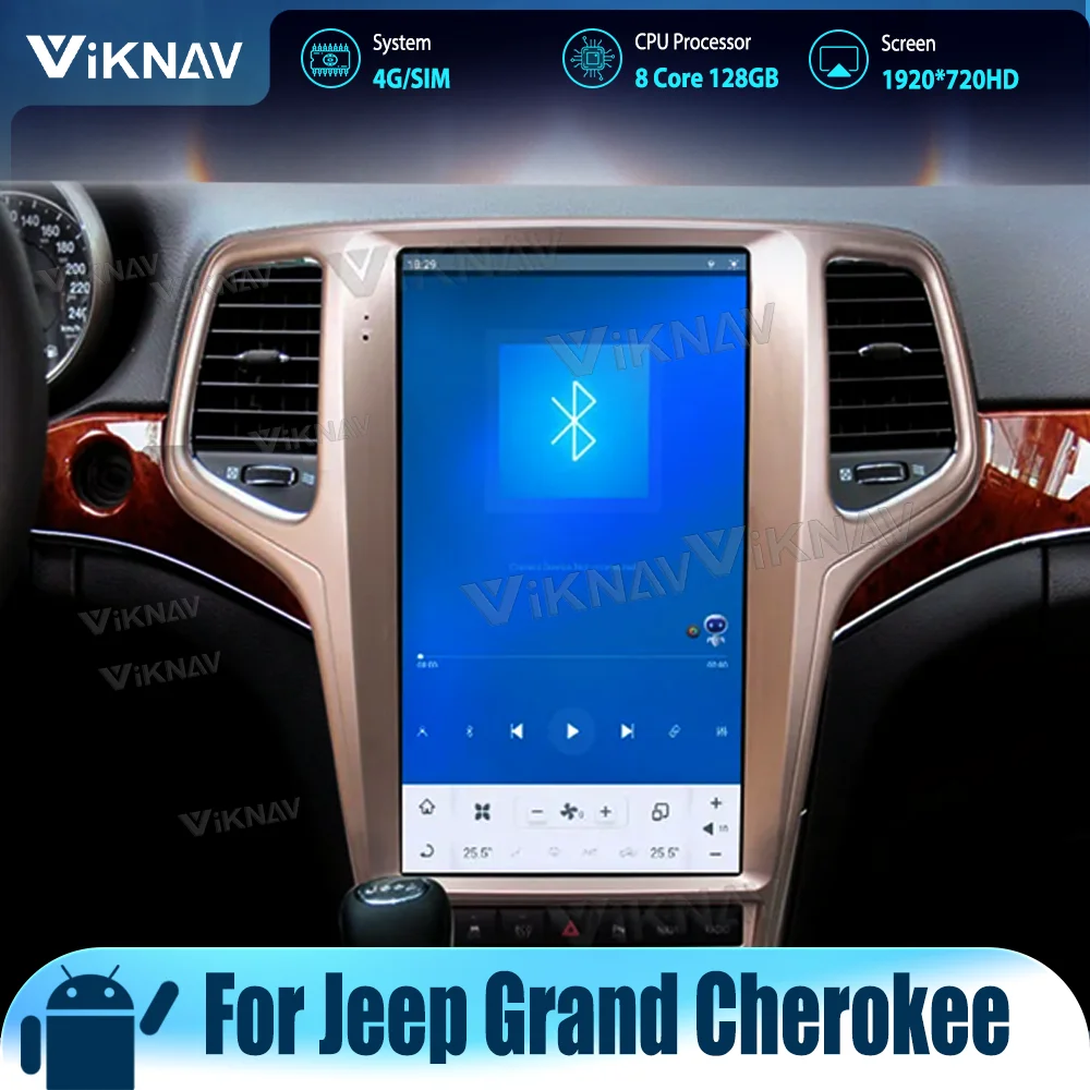 

Головное устройство для Jeep Grand Cherokee 2010-2019, 8-ядерное, Android, автомобильное обновление, мультимедийный проигрыватель на 8 + 128 ГБ, аудио и видео