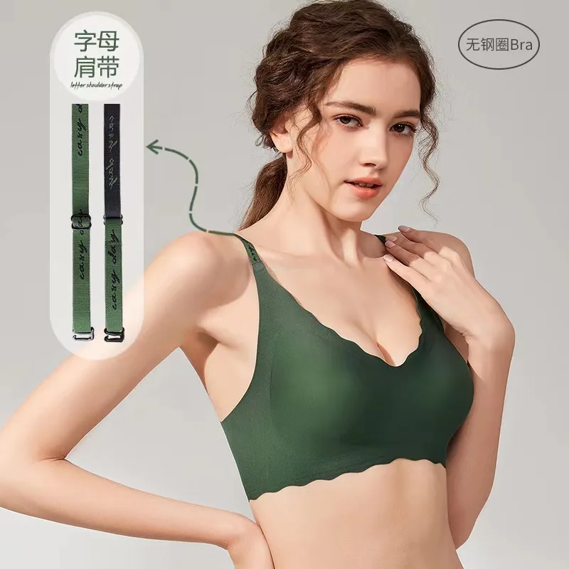 

Удобное женское нижнее белье без следов, бюстгальтер на косточках с маленькой грудью и регулируемыми бретелями с надписью и пряжкой сзади