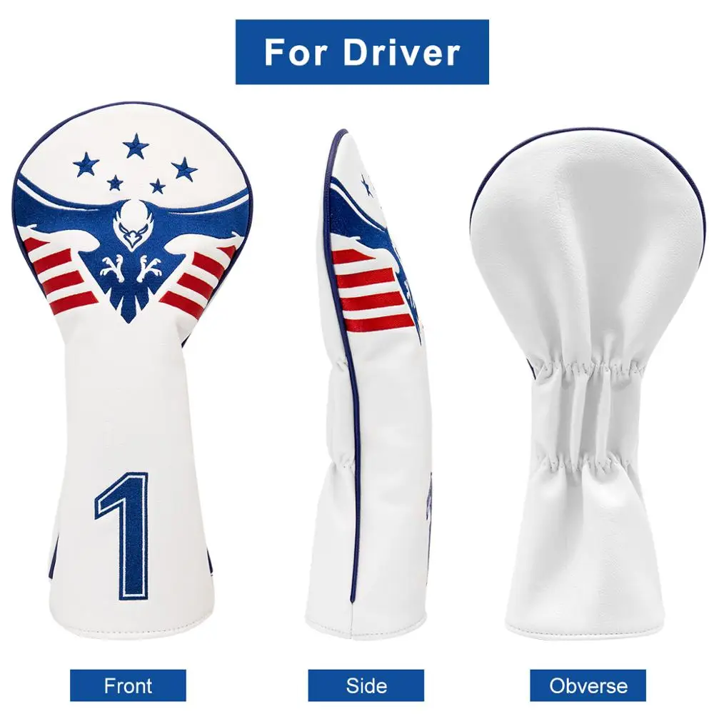 

Golf Club Driver Headcover USA Amarica Golf Driver Wood Cover Leather Headcovers 골프 하이브리드 커버