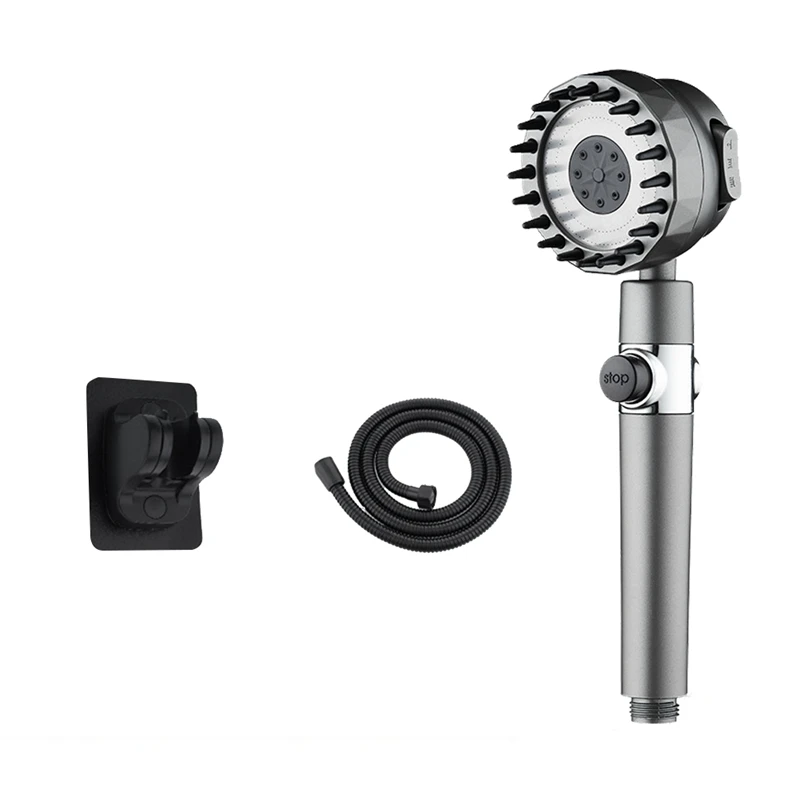 

Shower Head High Pressure Booster With 2 M Hose & Bracket, 3 Modes , Waterfall Shower Heads With 49.5% Water Saving Stop