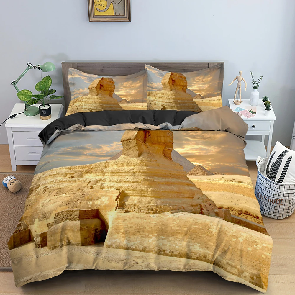 

Luxury 3D Print Egyptian Pyramid Duvet Cover Queen/King Size Ancient Egypt Civilization Bedding Set For Adults Retro Quilt Cover