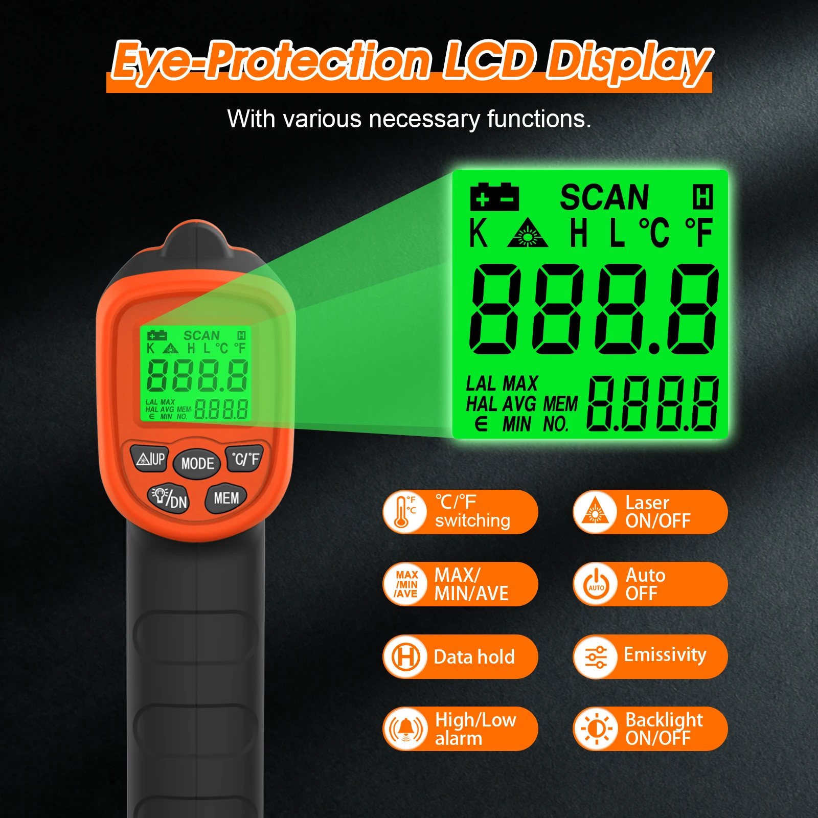 BTMETER BT-981C Инфракрасный индукционный термометр диапазон измерений -50 ℃ До 550°