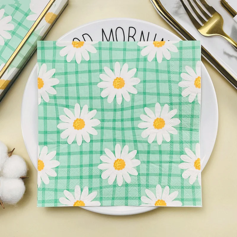 Бумажные салфетки с цветами маргариток 20 цветов пасторальные Цветочные для