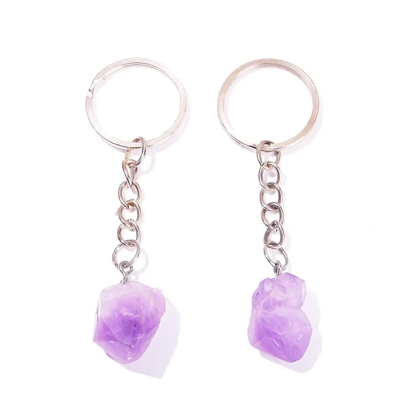 Брелок для ключей с натуральным аметистом и кристаллом 50 шт.