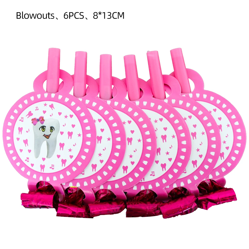 Розовые зубы украшение на день рождения одноразовая посуда для празднивечерние