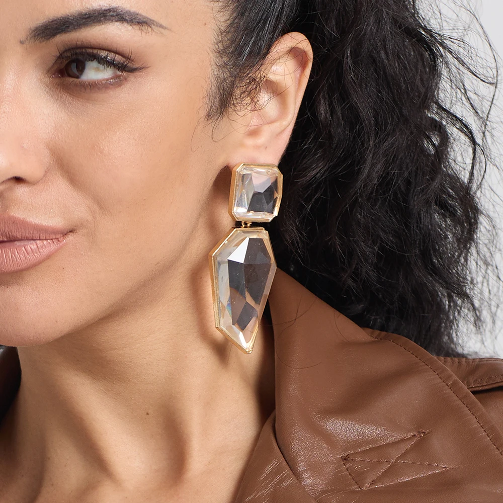 Модные большие висячие серьги с нерегулярным камнем из смолы для женщин Za