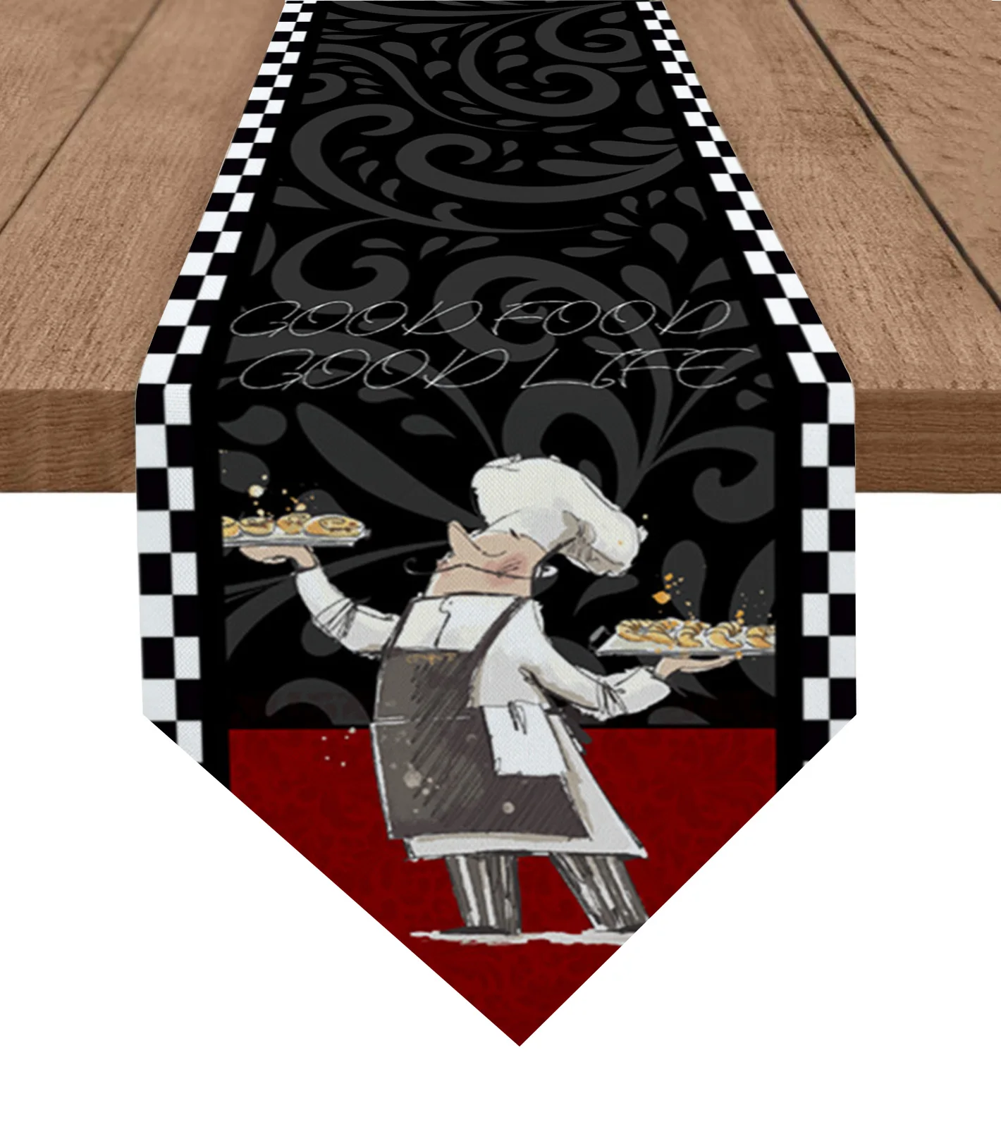 

Кухонный шеф-повар, винтажная текстурная настольная дорожка, свадебное современное украшение для дома, настольная дорожка, кухонное украшение, скатерть для стола