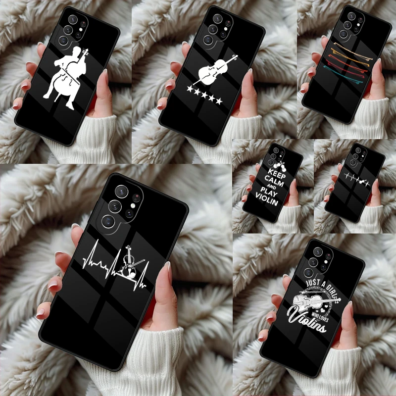 Фото Стильный чехол для телефона с музыкальным дизайном (скрипка) для Samsung Galaxy S24 S25 S26 Ultra S22 S23 Plus S21 S20 FE Note10, TPU-чехол №1