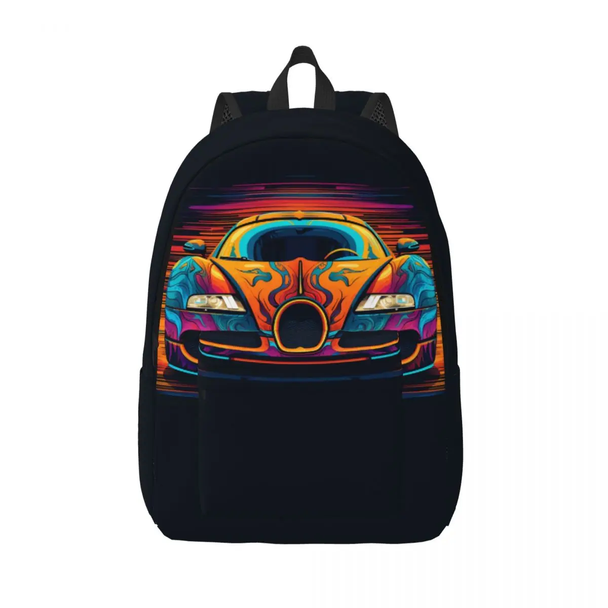 

Super Sports Car Canvas Backpacks Vintage Vibrant Tones Bag Cycling Backpack Lightweight Unique Bags