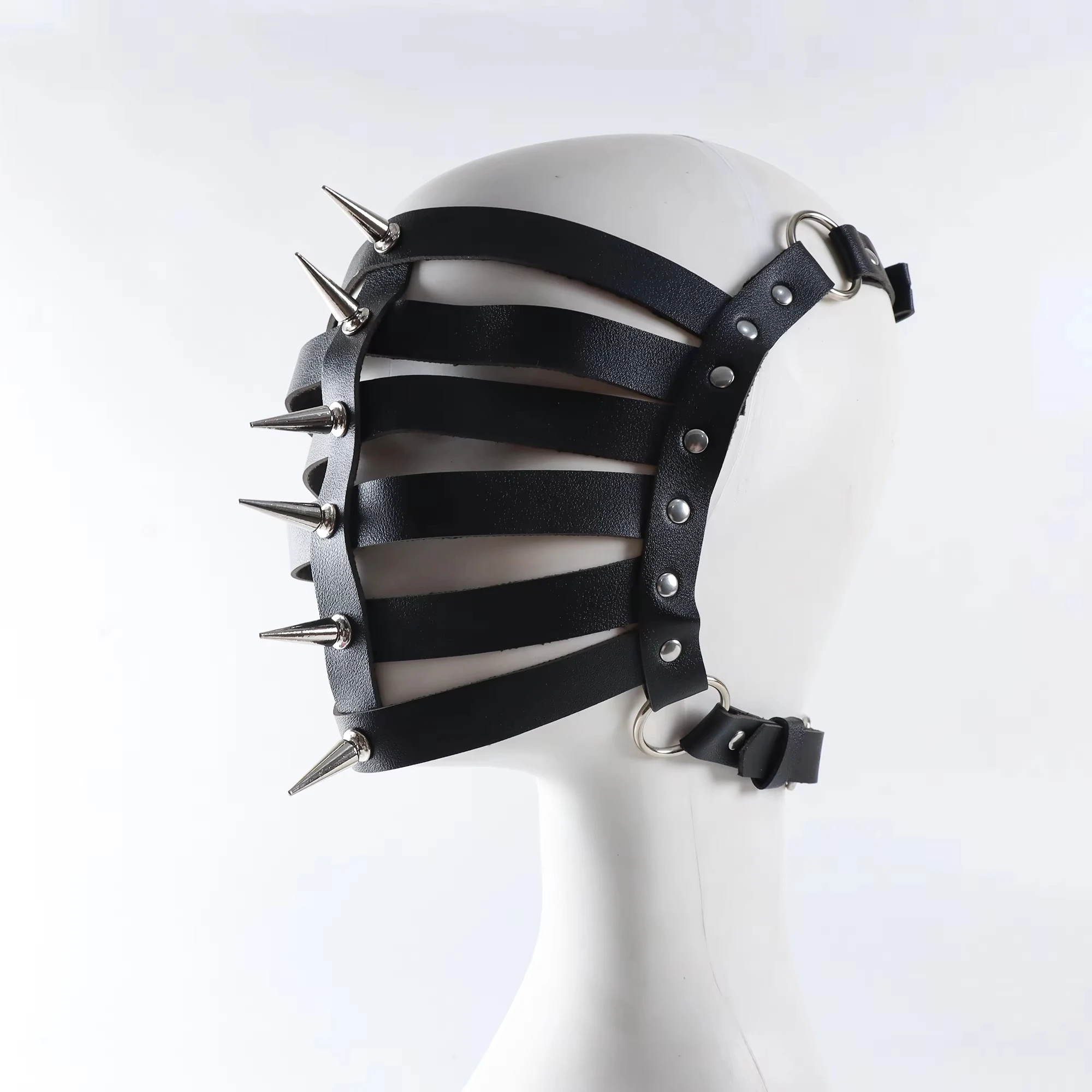 Готическая панк-маска с шипами искусственная кожа полулицевая полая маска