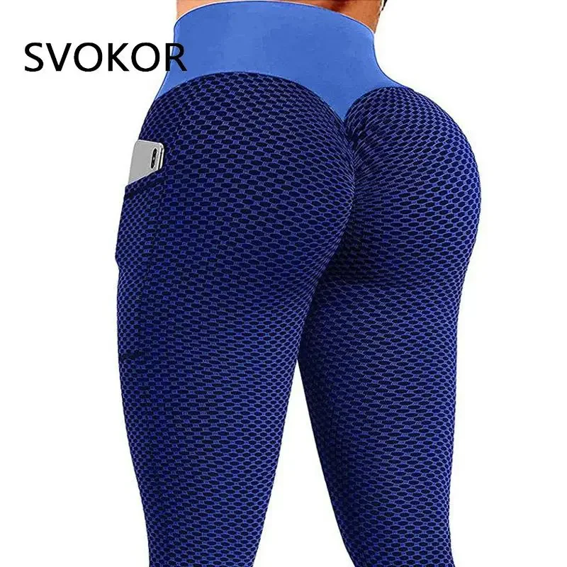 

SVOKOR S-2XL Fitness Pockets Leggings Women Seamless Workout Legging High Waist Push Up Females Black Activewear Gym Clothes