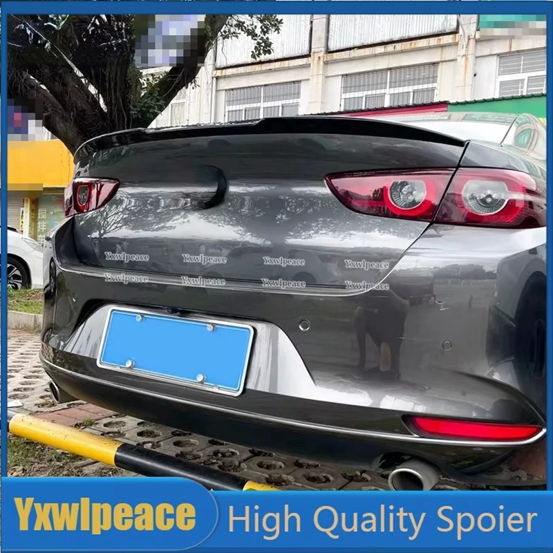 Для Mazda 3 Axela Sedan 2019-2022 ABS пластик из углеродного волокна/глянцевый черный задний