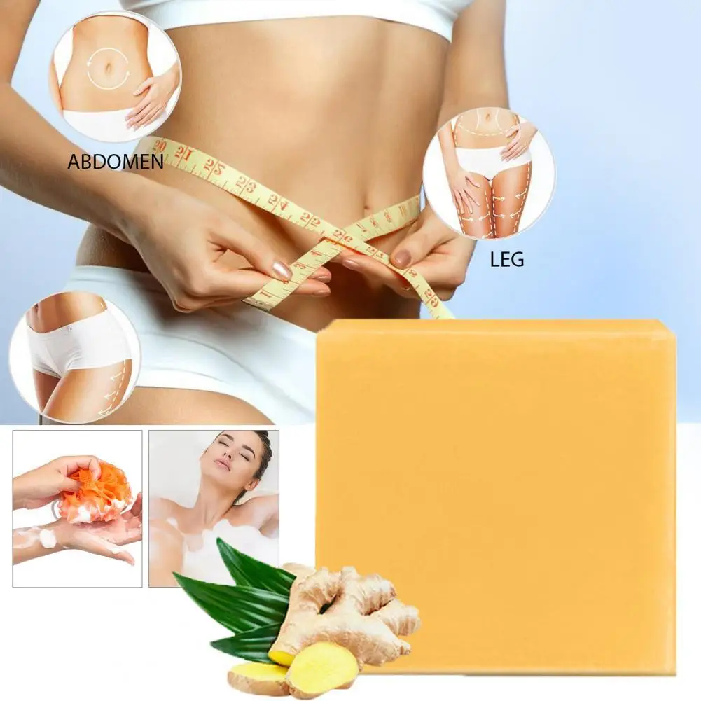 

100g Body Slimming Soap Healthy Turmeric Brighten Remove Dirt Ginger Essential Soap Easy to Use Reduce Weight Body Soap