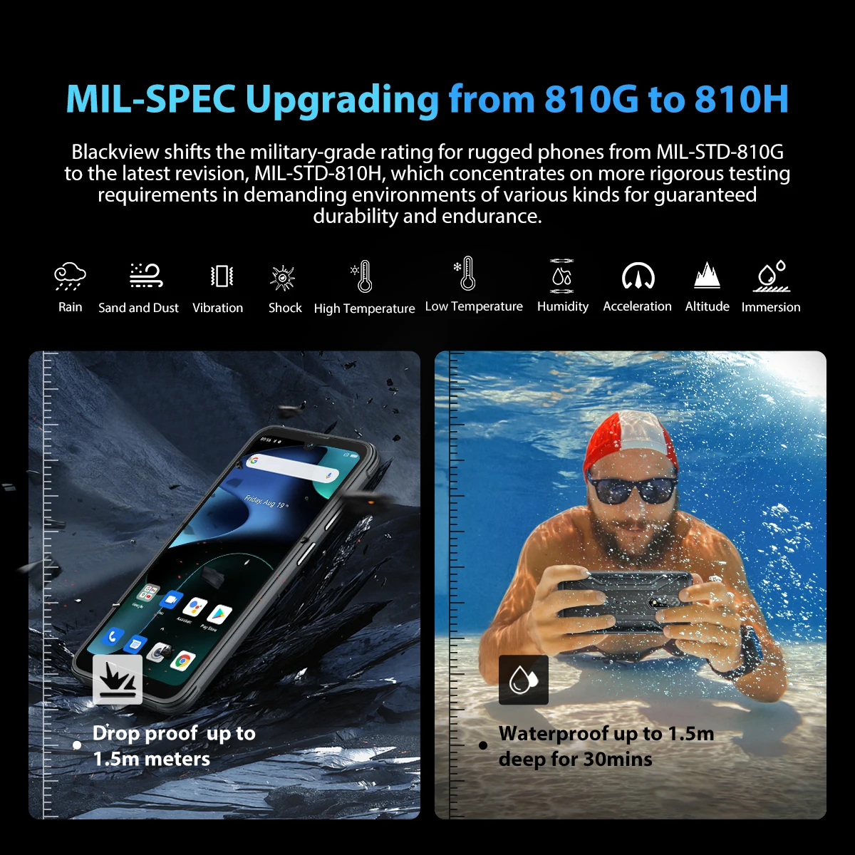 Tanie [Premerie świata] Blackview BV5200 4G Wytrzymały Telefon 4GB 32GB 5180mAh Smartphone Wodoodporny Android 12 Telefon Komórkowy ArcSoft Aparaty