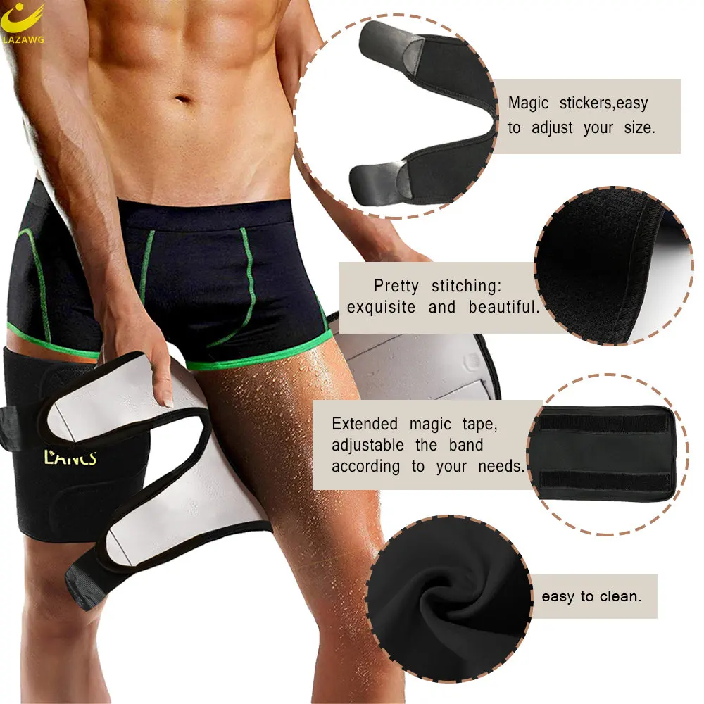 LAZAWG Thigh Trimmer for Men Wrap Sauna Legs Belt Compression Band Sport Brace Slimmer Body Shaper Fitness Exercise Workout
