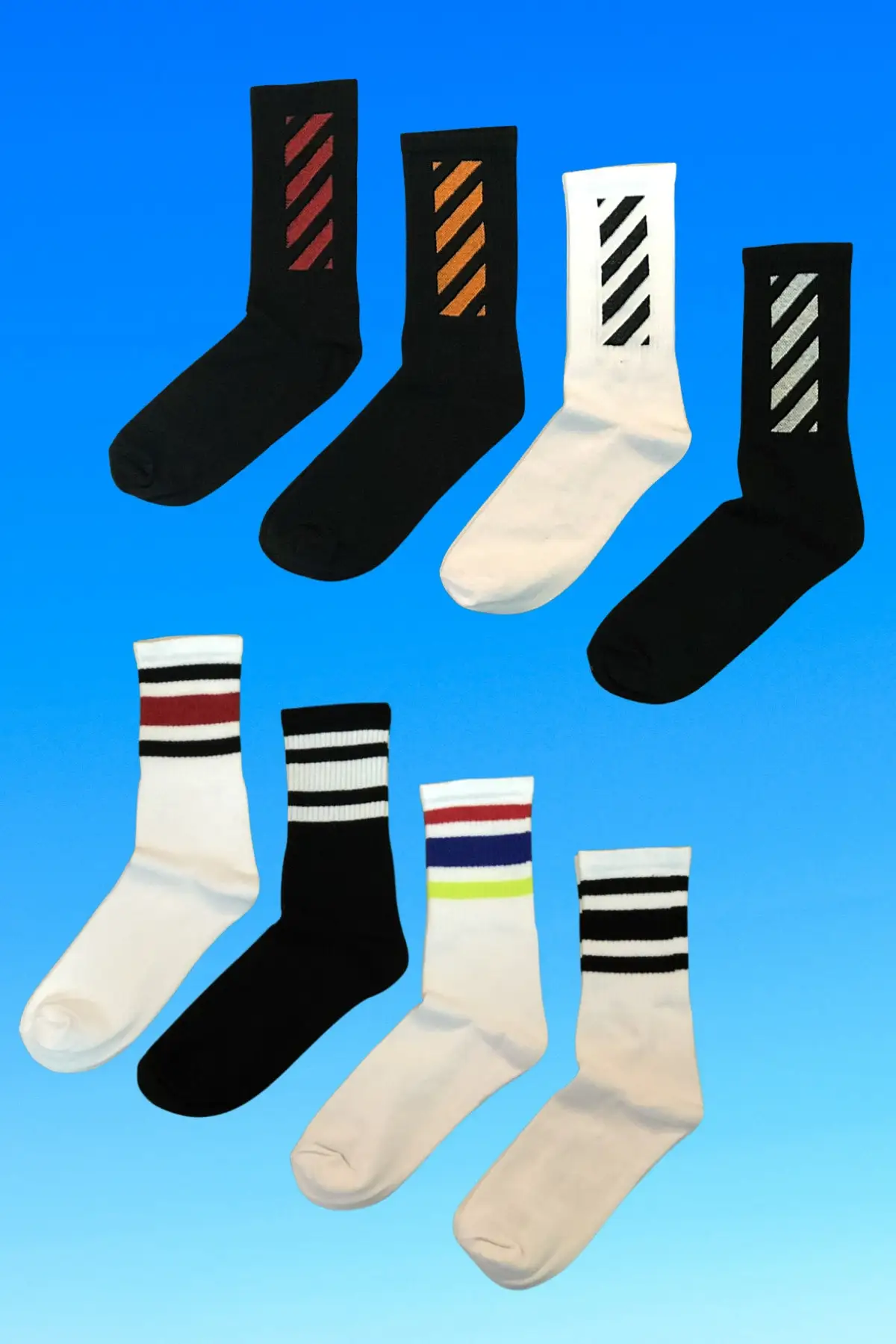 

Спортивные разноцветные узорчатые носки унисекс/8 шт.-чzg8