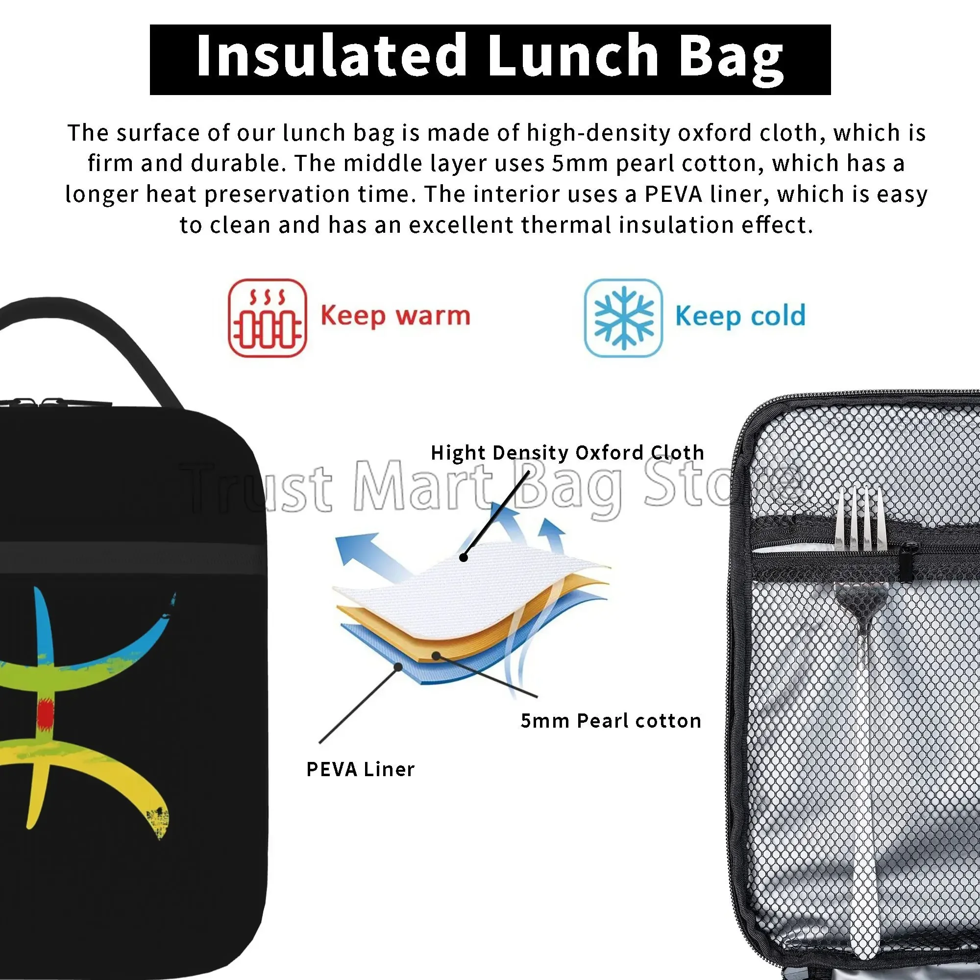 Изолированная сумка для обеда с принтом флага Kabyle Amazigh водонепроницаемая