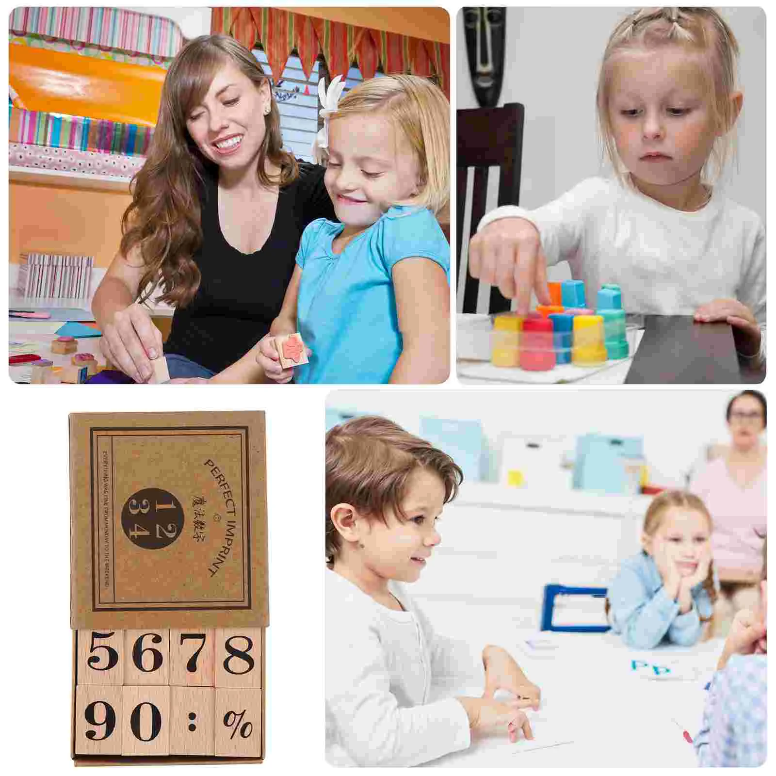 Алфавитные штампы для детей мини-фотоальбом деревянный набор печать ручные