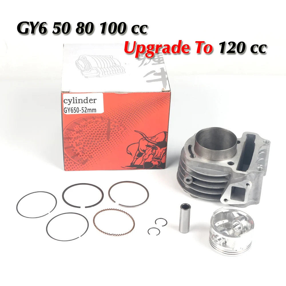 

52mm Big Bore Kit Racing Cylinder For 4 stroke 139qmb 137qma GY6 50 60 80 100 Upgrade to 120 CC Add Power 20% Made In TaiWan