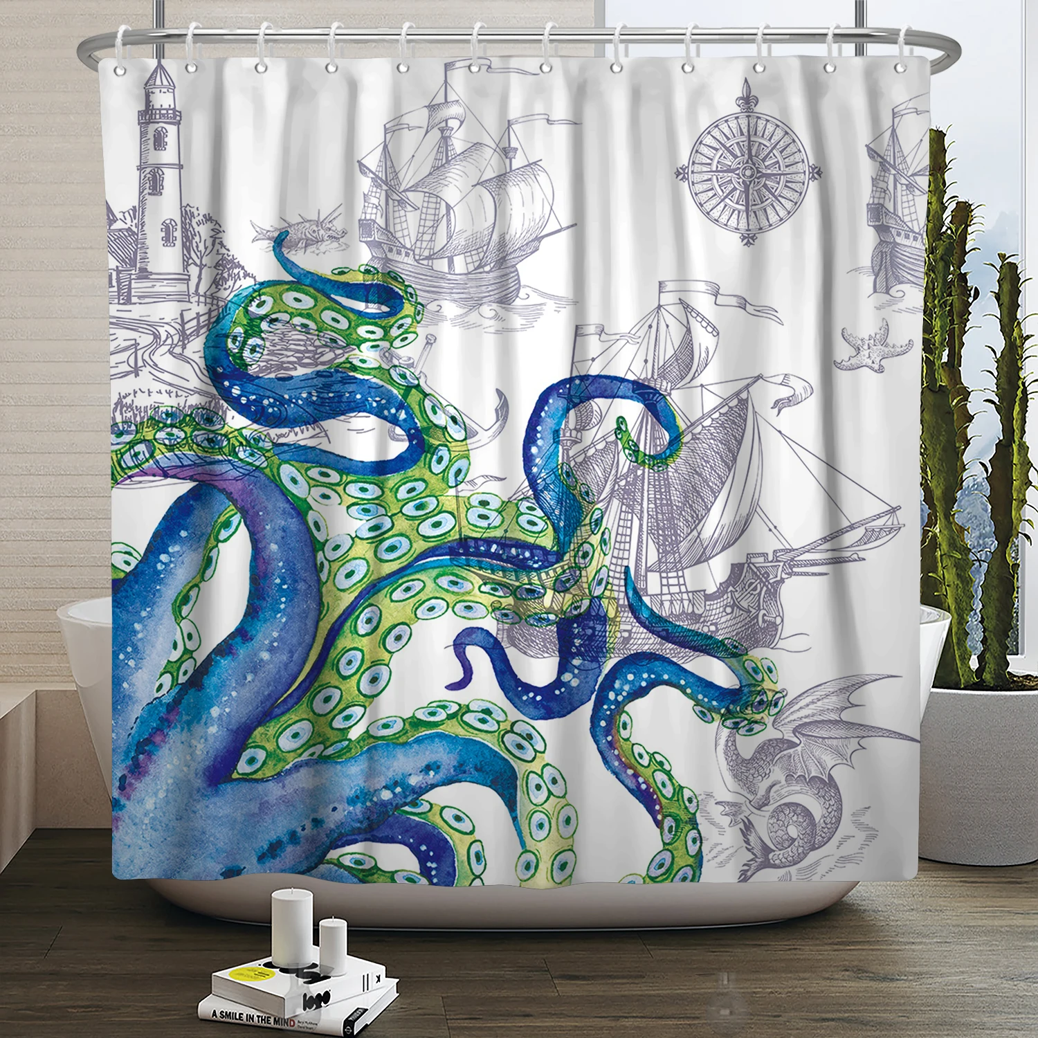 

Colorful Octopus Shower Curtains Waterproof 3D Printing Fashion Bathroom Curtains Home Decor Polyester Bath Curtains With Hooks