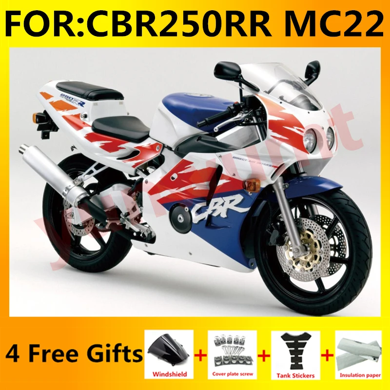 

Комплекты обтекателей для мотоцикла, подходят для Cbr250rr 1990 - 1994 NC22 CBR 250 RR MC22 CBR250 RR 1993, полный комплект обтекателей для кузова, синий, белый