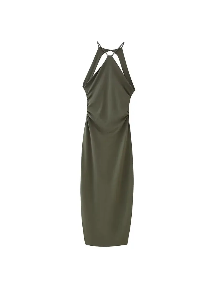 

Летнее женское длинное платье без рукавов в стиле ретро