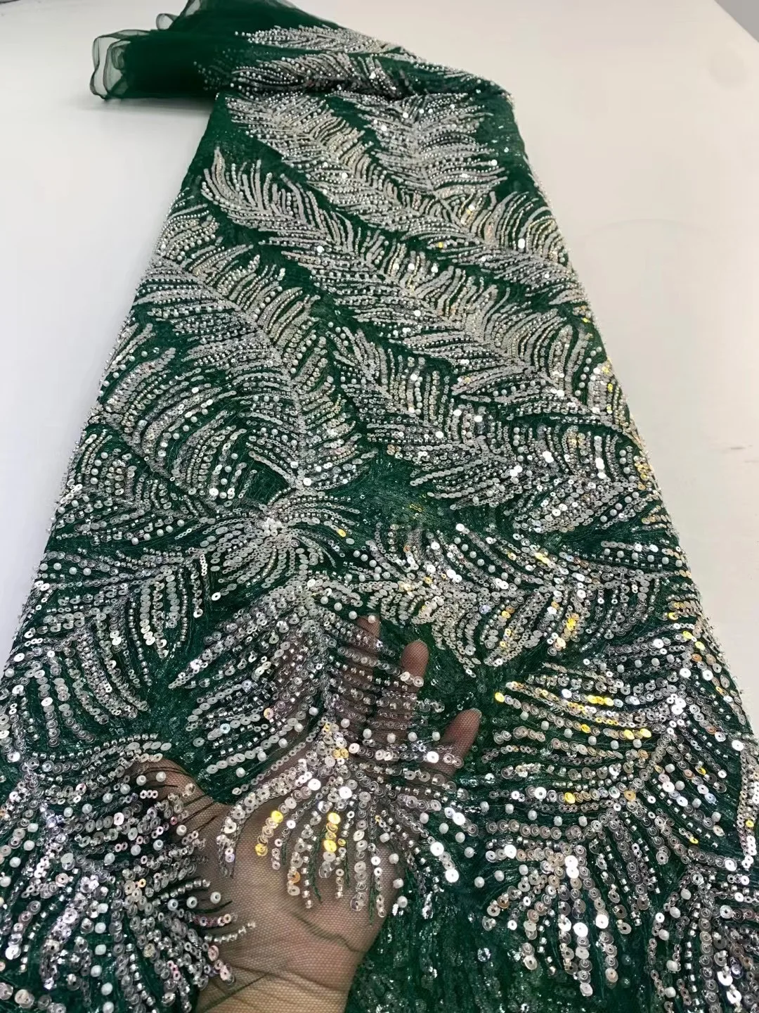 

Нигерийский материал для свадебной вечеринки 2022 африканский зеленый высококачественные роскошные бусины ручной работы кружевные Блестки ...
