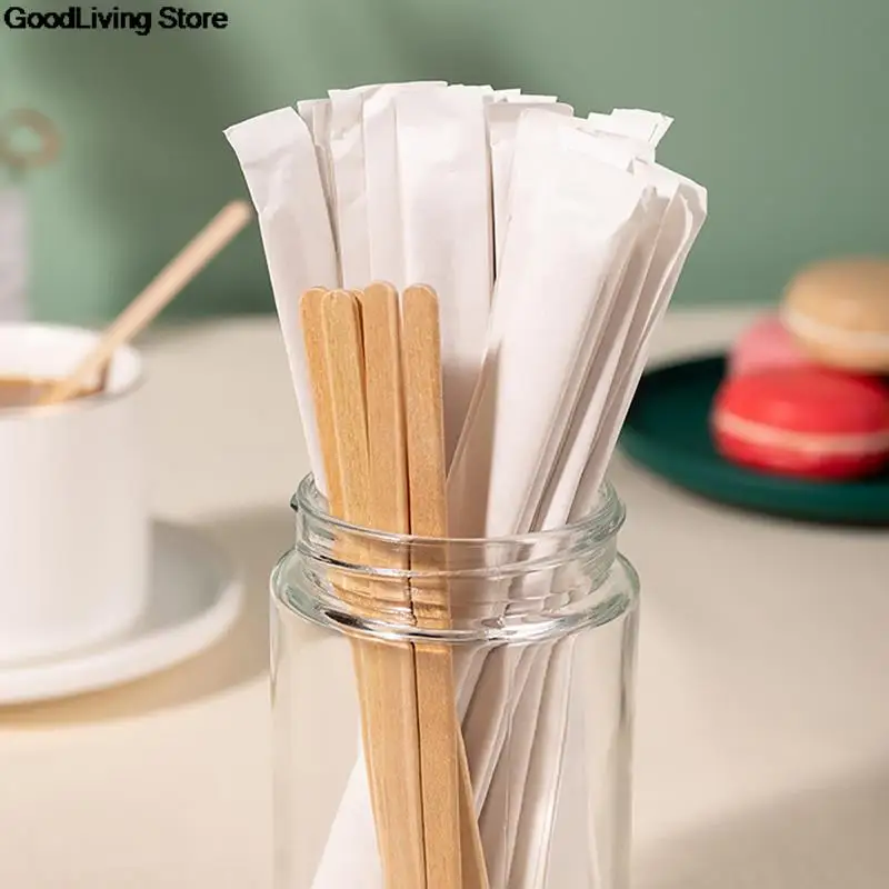Brand New Disposable Stir Sticks Natural Wooden Tea Coffee Stirrers Shop Cafe Supplies Dinerware Sets Kitchen Products 100pcs | Дом и сад