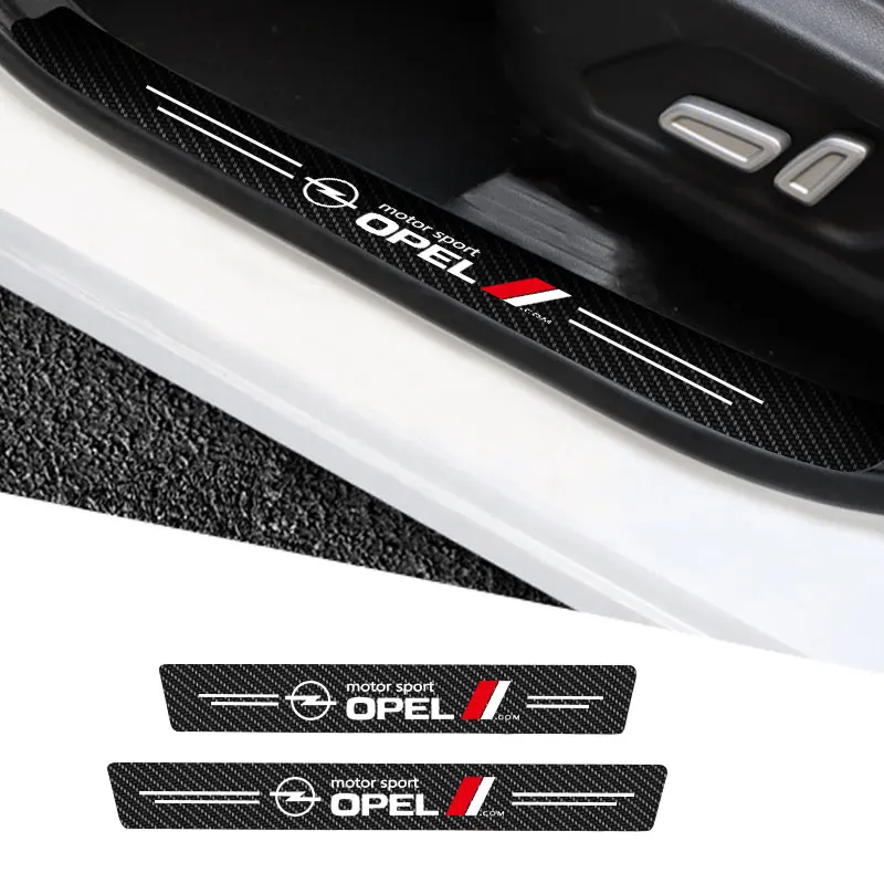 

4Pcs For Opel Motor Sport Car Threshold Stickers Anti Scratch Door Sill Protector Protection Carbon Fiber Stylin Accessories