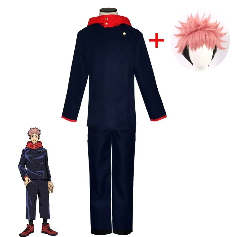 Anime Jujutsu Kaisen Yuji Itadori Full Cosplay Costume Kugisaki Nobara Hammer Wig