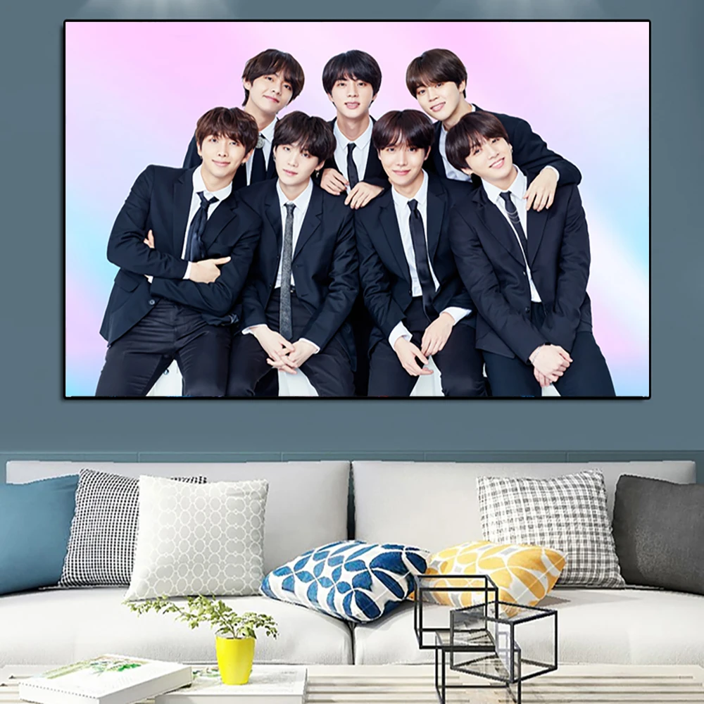 

South-Korean-Boy-Band-Bts Korea Movie Star Wall Art Canvas HD Printed Posters Oil Paintings for Living Room Home Decor Pictures