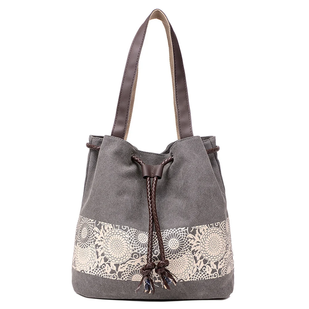 

Ladies Shoulder Bag Drawstring Fashion Handbags Canvas Large-capacity Temperament Exquisite Birthday Gift Shopping Trip School
