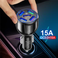 lovebay 15a 5 ports car charger for iphone 12 xiaomi huawei mobile phone charger mini led 5 ports fast charging adapter in car