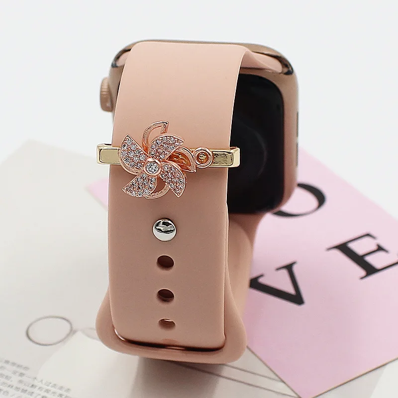 

Rotatable Windmill For Apple Watch Rubber Band SE/Galaxy Watch 4/Classic Bracelet Silicone Strap Jewelry Charms iWatch 7 6 5 4 3