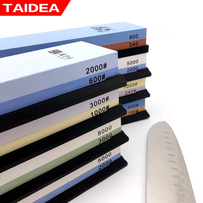 TAIDEA Sharpening Stone Knife Sharpener Whetstone Angle guide 180-8000# Double sided Kitchen System bamboo base | Дом и сад