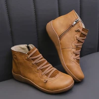 winter women rubber boots ladies genuine leather shoes for women wedges ankle boots female solid retro botas de mujer