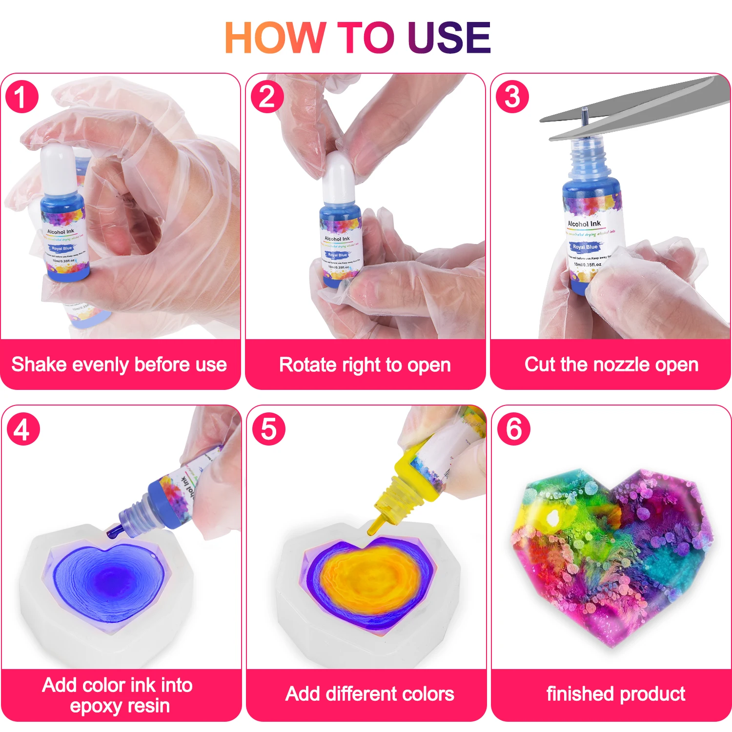 24Bottle/Set 10ml Resin Pigment Kit Candle Soap Art Ink Alcohol Colorant Dye Diffusion For UV Epoxy DIY Jewelry Making |