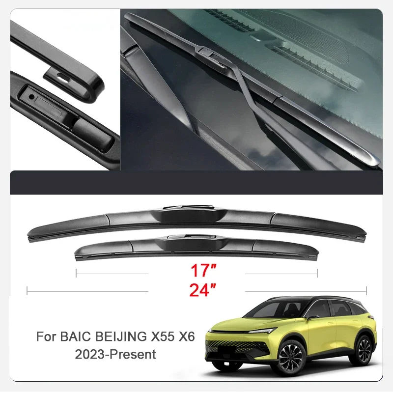 

Для BAIC BEIJING X35 X55 X6 X75 X7 2022-настоящее время, 2 шт., автомобильное лезвие, стеклоочиститель C, наклонная резиновая внешняя автоаксессуары