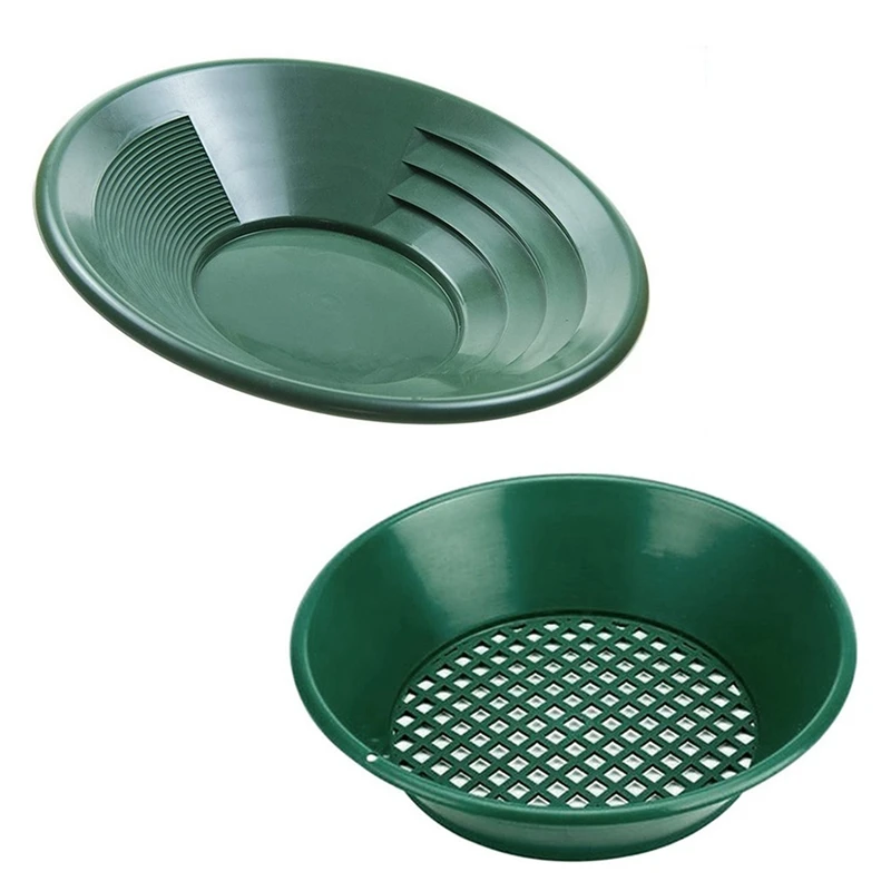 

4 Pcs Washing, Gold Panning Machine, Screen, Mining Screen, Metal Detection Tools, Sieve Gold Pan, Green Plastic Bowl