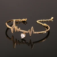2022 new fashion jewelry lightning heartbeat figure personalized design copper bracelet womens valentines day party gift