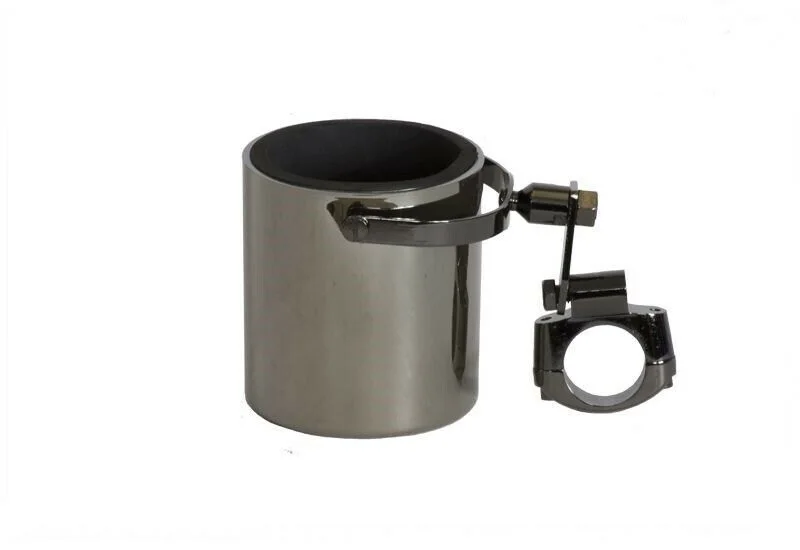

Motorcycle Cup Holder Black Chrome Handlebar Bottle Holder