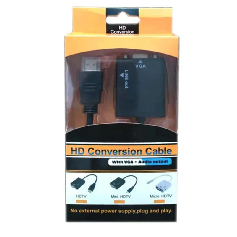 Кабель-адаптер HDMI-VGA выпуклая HD видео компьютерный преобразователь с аудио