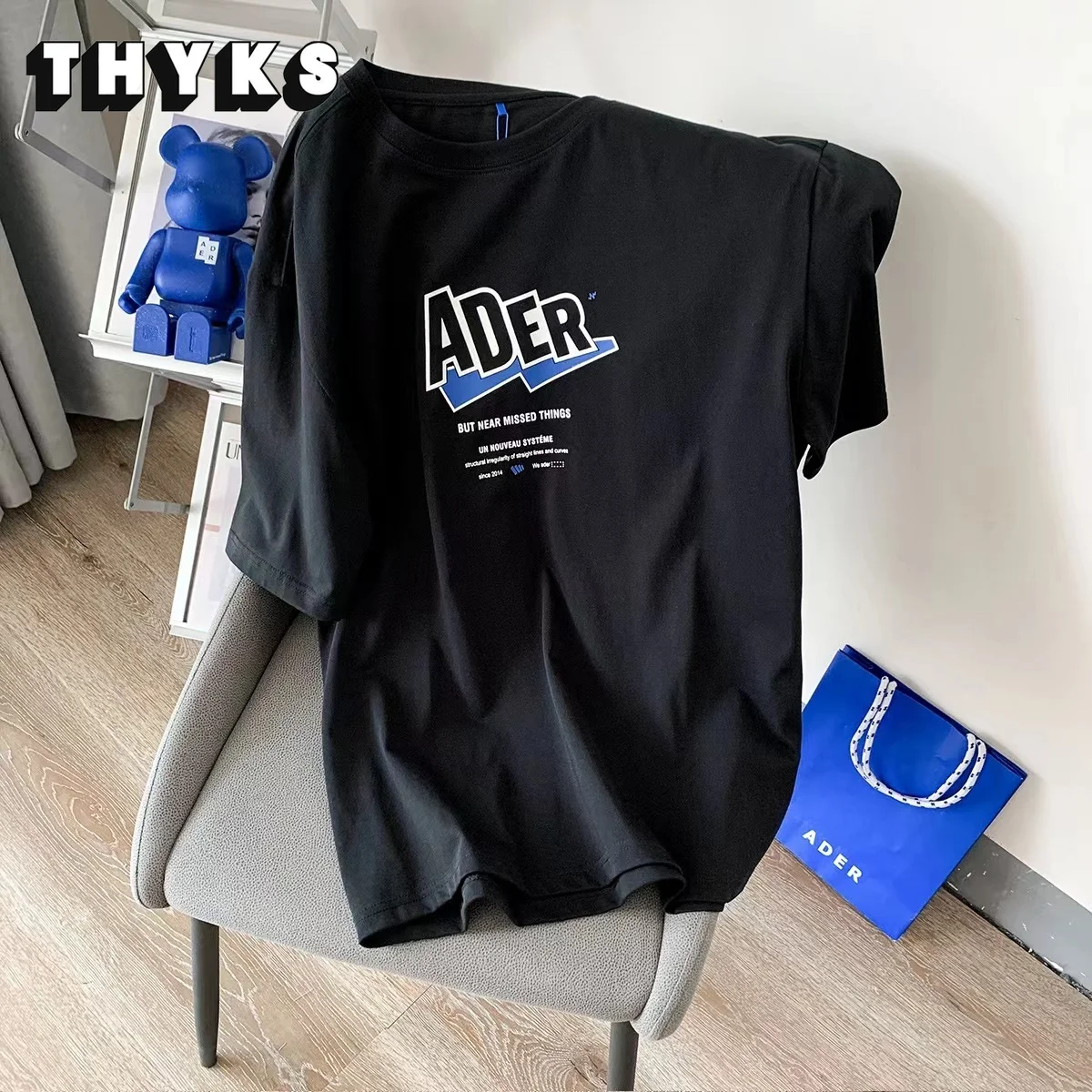 

ADERERROR High-quality Loose Short-sleeved Summer Letter Print Oversized Korean Version Men and Women Couples Round Neck T-shirt