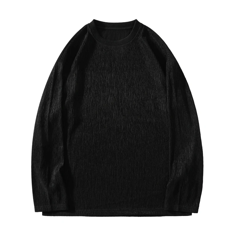 Idle Sle Long sleeves Shirt Men's Spring and Autumn 2024 Couple Teenagers Solid All-Match Oversize round Neck Base |