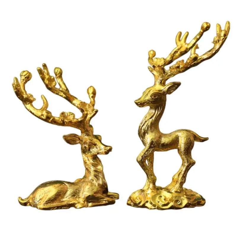 

Sitting And Standing Deer Set Of 2 Nordic Reindeer Sika Elk Figurines Electroplated Deer Statues Elk Sculpture Deer Ornaments