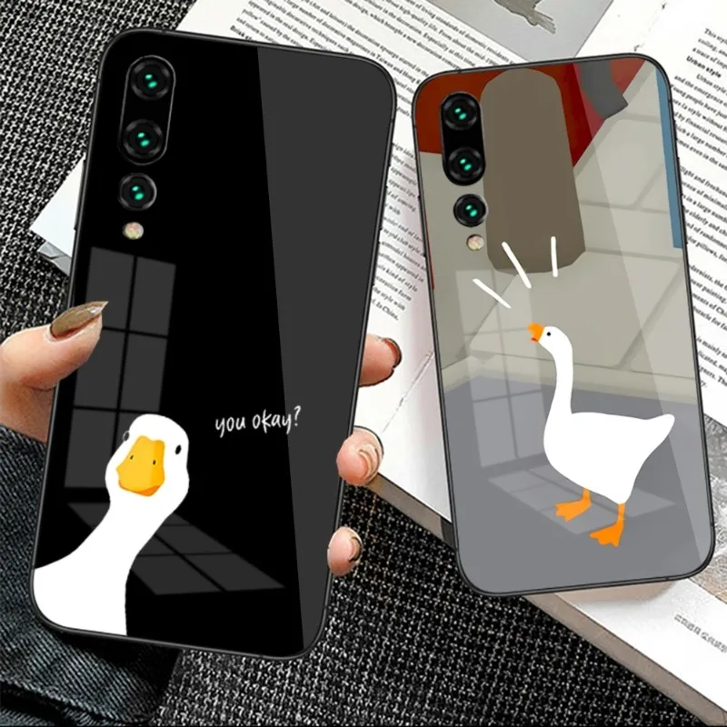 

Чехол для телефона Duck Goose Game для Huawei P50 P40 P30 P20 Pro Mate 40 30 20 Pro Nova 9 8 7 PC, стеклянный чехол для телефона