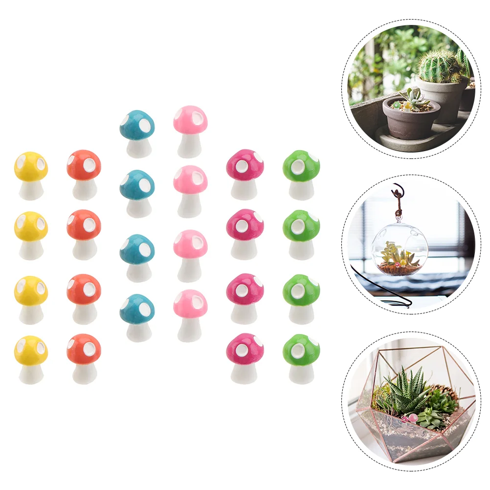 

100 Pcs Small Mushroom Ornament Miniature Plants Colorful Resin Accessories Micro Landscape Decoration Decorative Garden Fairy