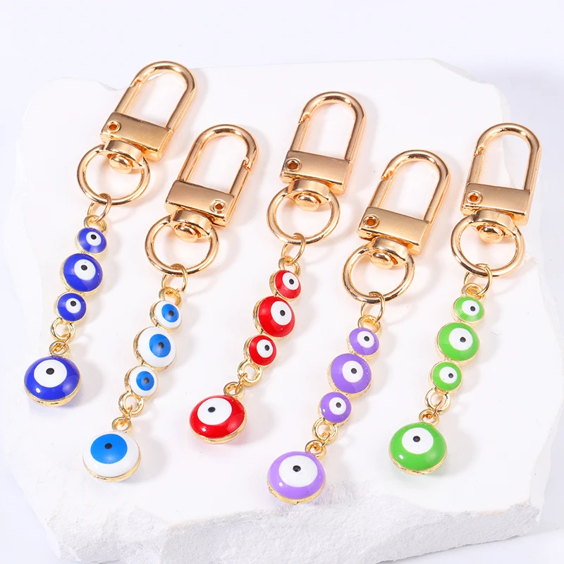 

Fashion Design Enamel Evil Eye Keychain Women Men Bag Car Key Wallet Pendants Keyring Lucky Turkish Amulet Key Chain DIY Jewelry