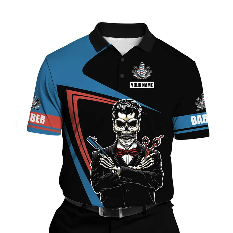 Fashion Barber 3D Print Men's Polo Shirt Summer Short Sleeve T-shirt Street Casual Polo Shirt Top  002