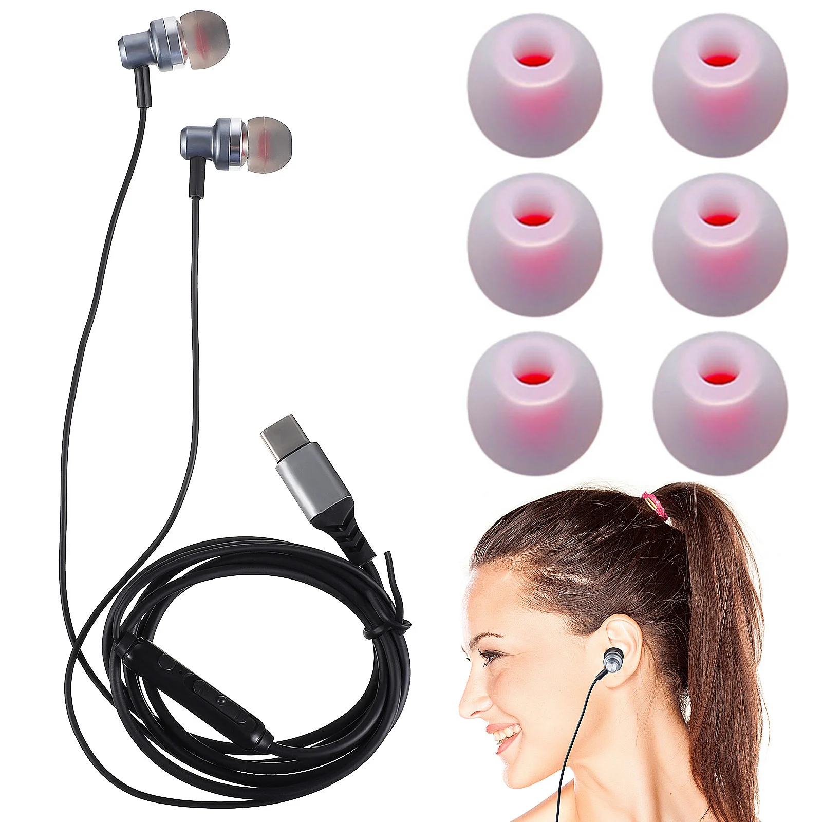 

Noise Cancelling Earplugs Earphones Sports Headphones Wired Earbud Wired Control Earbuds Ear Buds Wired USB C Headphone